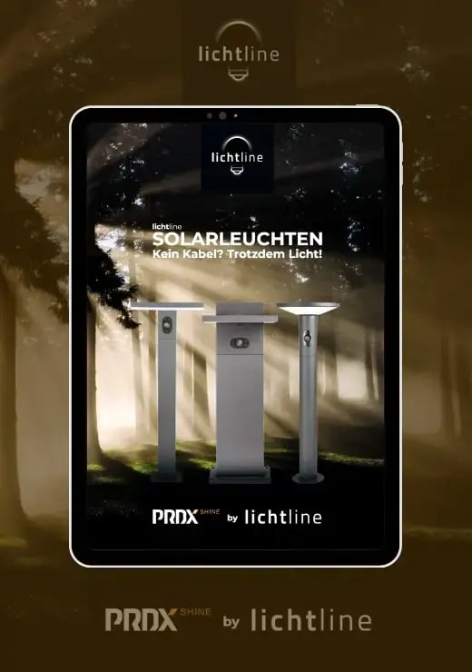 Titelbild der Broschüre PRDX Solarleuchten.