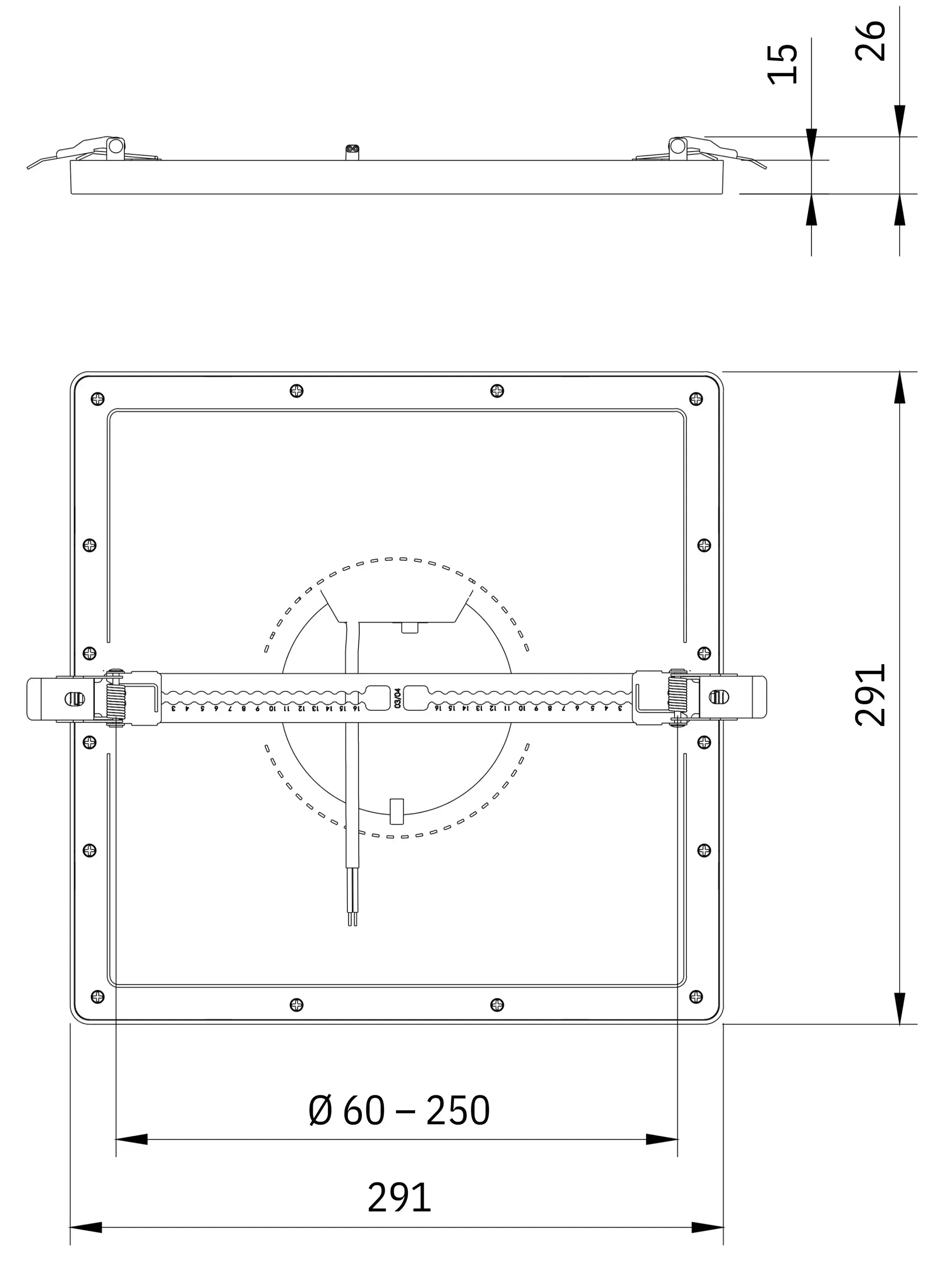 FLEX SQUARE Abmessungen Bild